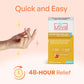 Women's hand snapping her fingers Utiva box to the right. text: Quick and easy, 48-hour relief