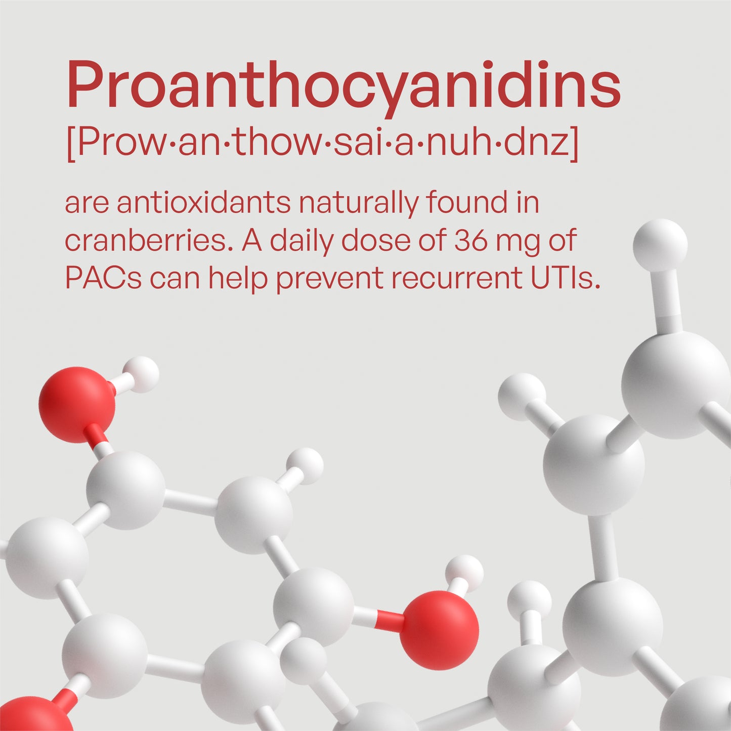 Proanthocyanidins are molecules found in cranberries. 